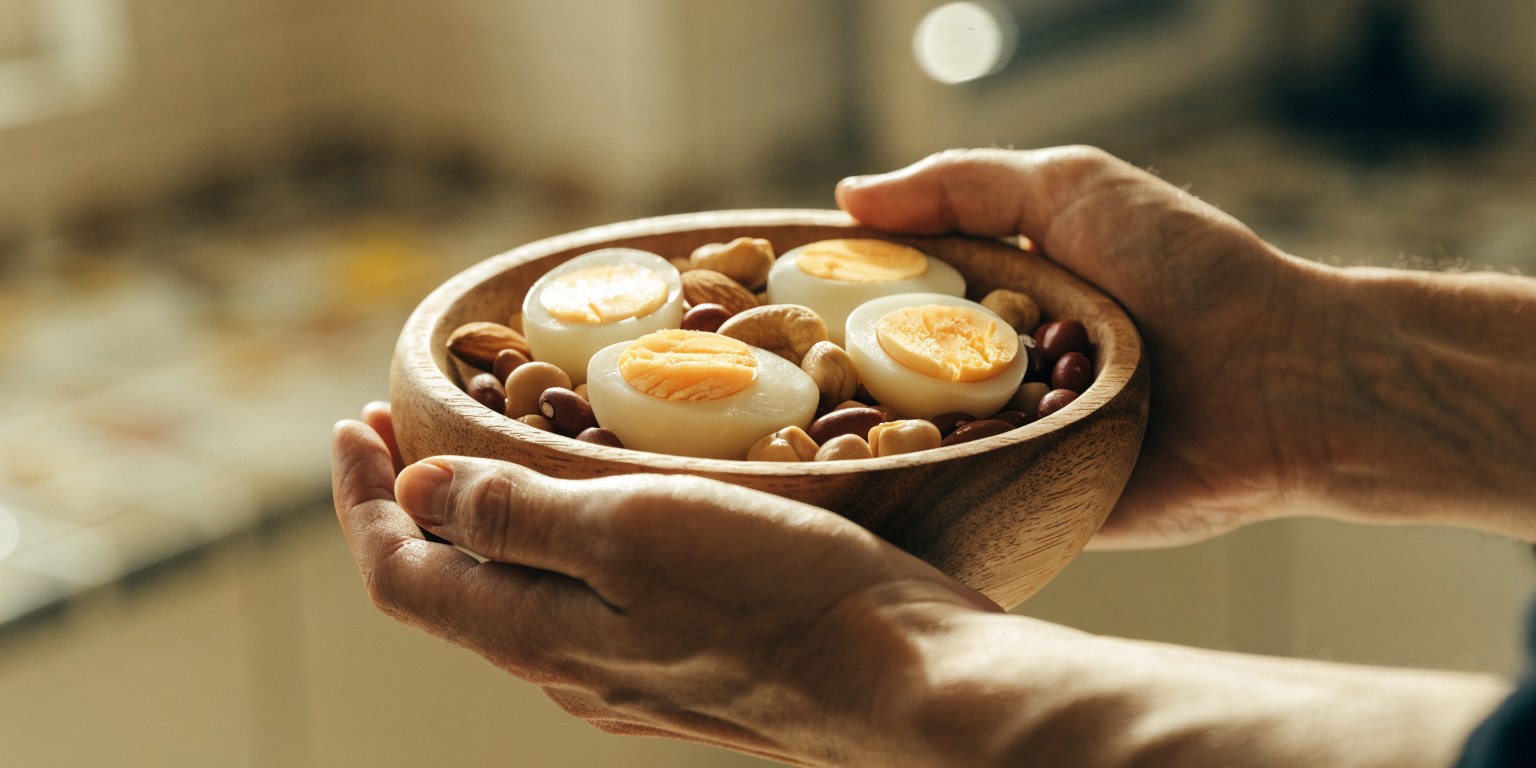Ciotola di alimenti proteici ricchi di aminoacidi essenziali